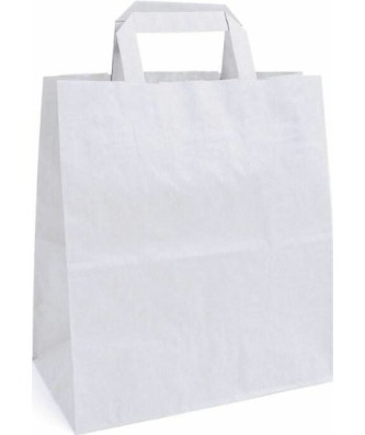 Sac papier kraft blanc à poignées plates 26 + 14 x 29 cm - par 250