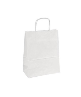 Sac papier kraft blanc à poignées torsadées 18 + 8 x 22 cm - par 50