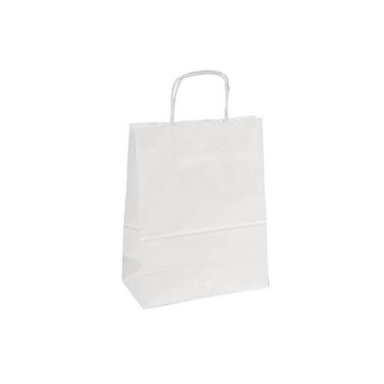 Sac papier kraft blanc à poignées torsadées 18 + 8 x 22 cm - par 50