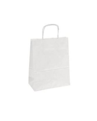 Sac papier kraft blanc à poignées torsadées 22 + 10 x 31 cm - par 50