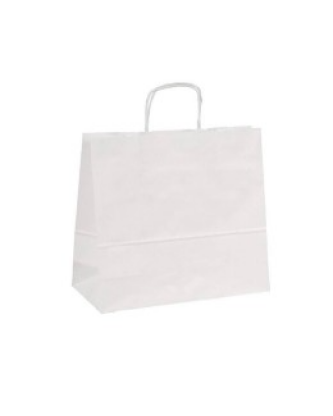 Sac papier kraft blanc à poignées torsadées 45 + 17 x 48 cm - par 50