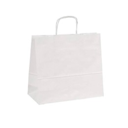 Sac papier kraft blanc à poignées torsadées 45 + 17 x 48 cm - par 50