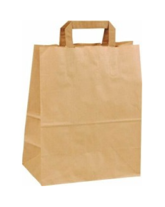 Sac papier kraft brun à poignées plates 26 + 14 x 29 cm - par 250