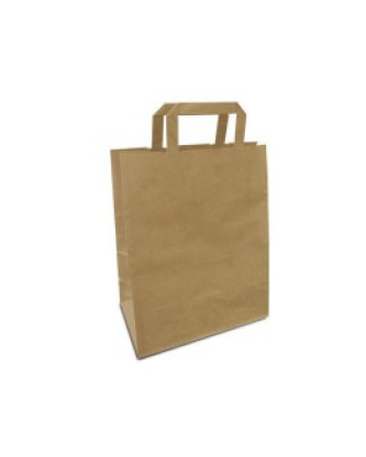 Sac papier kraft brun à poignées plates 26 + 14 x 32 cm - par 50