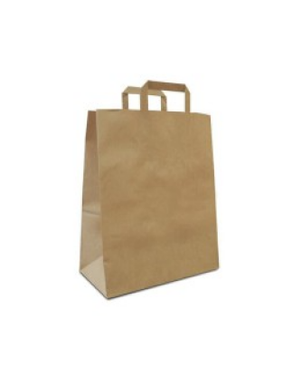 Sac papier kraft brun à poignées plates 32 + 17 x 43 cm - par 50