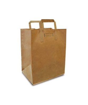 Sac papier kraft brun à poignées plates extérieures 26 + 20 x 32 cm - par 250