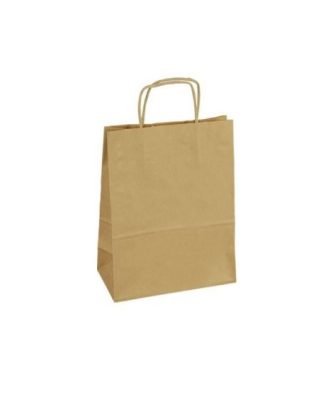 Sac papier kraft brun à poignées torsadées 22 + 10 x 31 cm - par 50