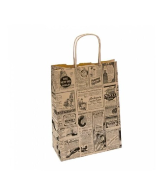 Sac papier kraft brun à poignées torsadées "Times" 20 + 10 x 29 cm - par 250