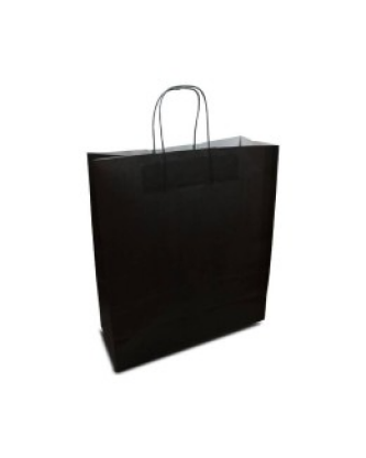 Sac papier kraft noir à poignées torsadées 35 + 14 x 40 cm - par 50