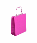Sac papier kraft rose à poignées torsadées 23 + 12 x 30 cm - par 50