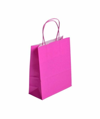 Sac papier kraft rose à poignées torsadées 23 + 12 x 30 cm - par 50