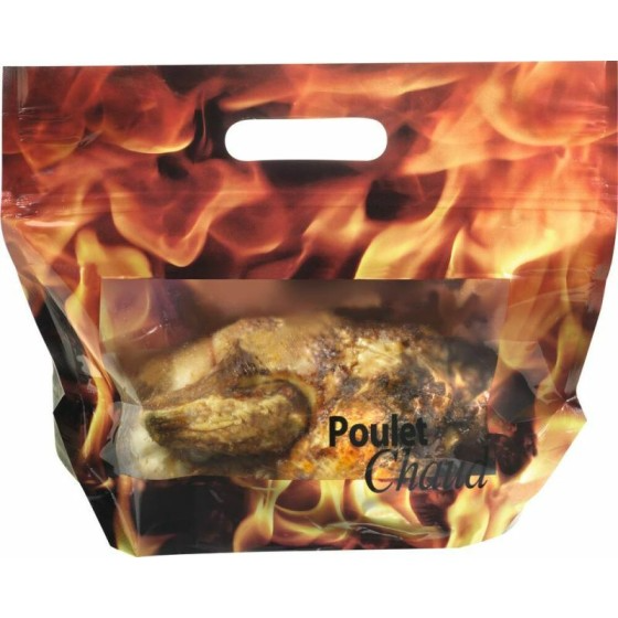 Sac poulet plastique avec poignées et fermeture zip 29 +10 + 10 x 35 cm - par 500