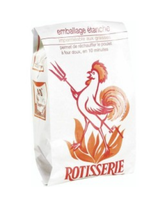 Sac poulet rôti kraft blanc 18 + 9 x 35,5 cm - par 100
