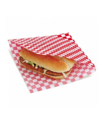 Sachet kraft ouvert 2 côtés damier rouge 17 x 18 cm - par 500