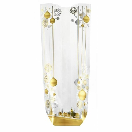 Sachet plastique fond carton "Boules de Noël" 12 x 26 cm - par 100