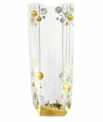 Sachet plastique fond carton "Boules de Noël" 12 x 26 cm - par 100