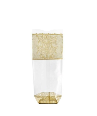 Sachet plastique fond carton "Dentelle or" 10 x 22 cm - par 100