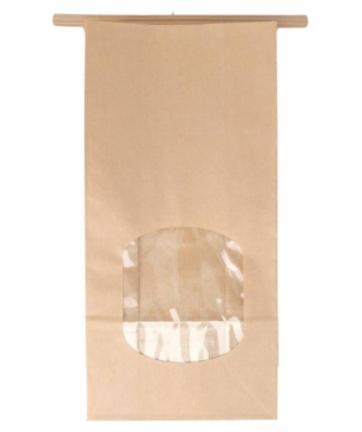 Sachet SOS kraft brun avec fenêtre et auto-fermeture 12 + 6,5 x 24,6 cm - par 50