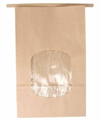 Sachet SOS kraft brun avec fenêtre et auto-fermeture 15,5 + 7 x 24,2 cm - par 50