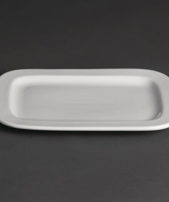 Assiettes rectangulaires arrondies Olympia Whiteware 230mm (lot de 12)