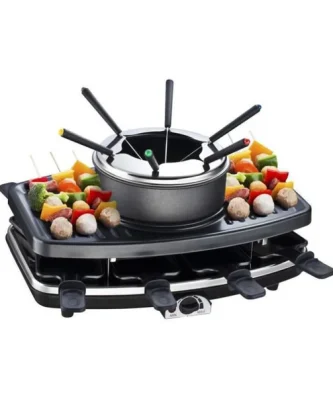 Continental Edison Fd12881 Appareil A Raclette Et Fondue 8 Personnes - Noir Continental Edison