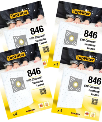 Lot de 4 packs de 4 sacs aspirateur 64846 Tornado et Samsung Premium TopFilter