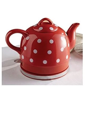 Bouilloire électrique de 0,8L en céramique rouge à pois blanc Vendos85