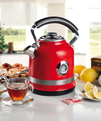 bouilloire électrique de 1,7L sans fil vintage 2000W rouge Ariete