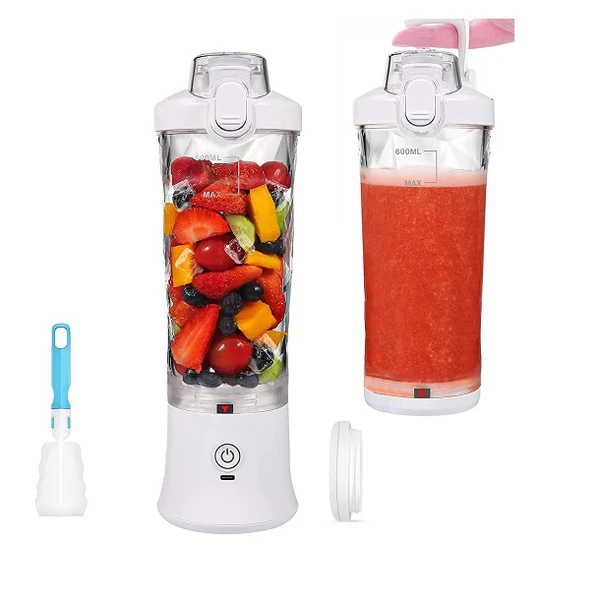 Blender électrique Smoothie 0,6L 240W avec USB-C rechargeable blanc Vendos85