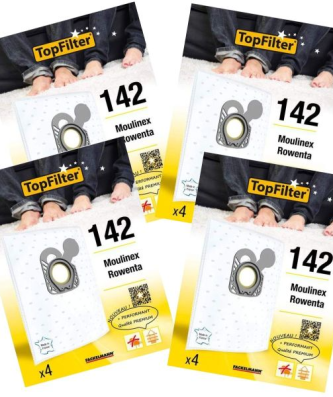 Lot de 4 packs de 4 sacs aspirateur 64142 Rowenta et Moulinex Premium TopFilter