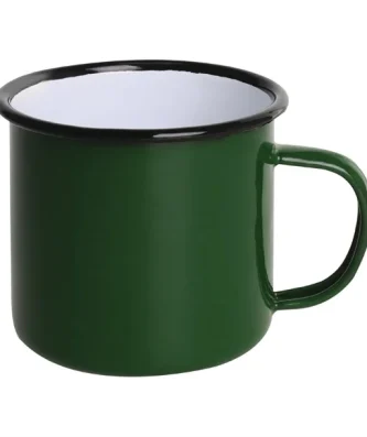 Mugs en acier émaillé vert et noir Olympia 350ml