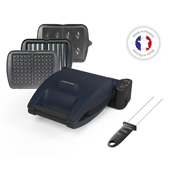 Gaufrier électrique Premium Gaufres® BLEU ABYSSE 3 plaques Lagrange