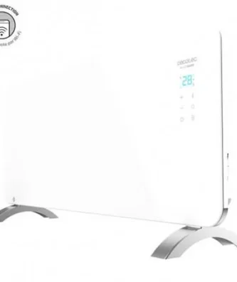 Convecteur sur pieds en verre programmable avec Wi-Fi 2000W blanc Cecotec