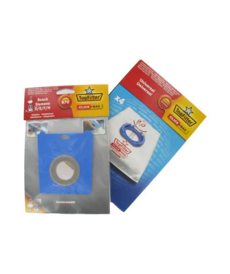 Boite de 4 sacs aspirateurs universels Top Filter avec Adaptateur Click Bag pour aspirateurs Siemens et Bosch 870 TopFilter