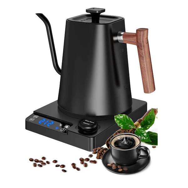 Bouilloire électrique de 1L en acier inoxydable avec réglage de la température noir Vendos85