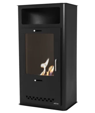 Poêle à éthanol 3kW design rectangulaire en acier noir Purline