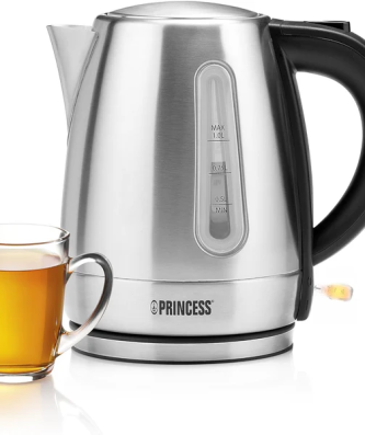 bouilloire électrique de 1L sans fil 2200W noir gris Princess