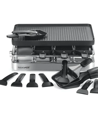 Appareil raclette-gril et crêpes électrique 8 poêlons 1200 W Naturamix