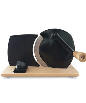 Trancheuse manuelle lame 17 cm et plateau bois massif noir Jupiter