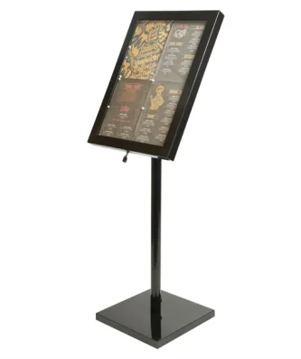 Présentoir éclairé LED Securit noir avec poteau et pied