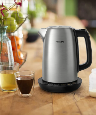 bouilloire électrique de 1,7L avec fonction maintien au chaud 2200W gris noir Philips