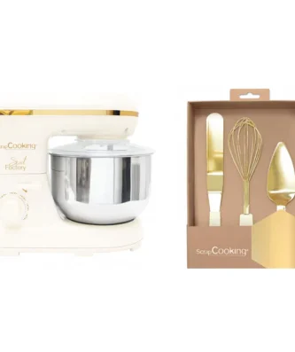 Robot pâtissier Sweet Factory + Set d'ustensiles à pâtisserie dorés Scrapcooking