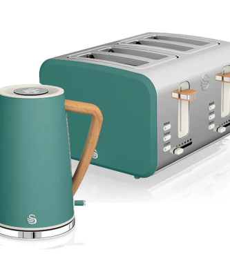 Set petit-déjeuner Bouilloire sans fil 1,7 L grille-pain 4 Nordic Vert Vert STP2091GRENEU