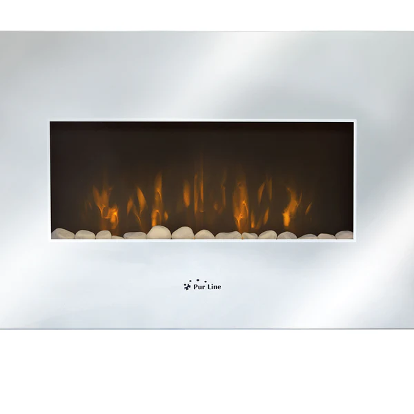 Cheminée électrique en verre trempé effet miroir avec télécommande Purline