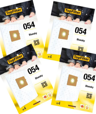Lot de 4 packs de 4 sacs aspirateur 64054 Bluesky Premium TopFilter