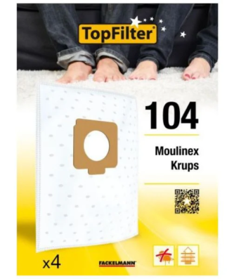 Lot de 4 sacs aspirateur pour Moulinex Krups Premium TopFilter