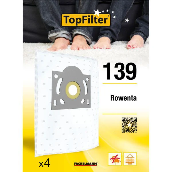 Lot de 4 sacs aspirateur pour Rowenta Premium TopFilter
