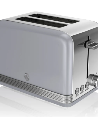 Retro Grille-pain à Fente Large 2 Tranches, 3 Fonctions, 6 Niveaux, Vintage 800 Gris ST19010GRNEU