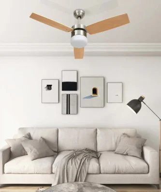 Ventilateur de plafond avec lumière et télécommande 108 cm Marron clair VidaXL