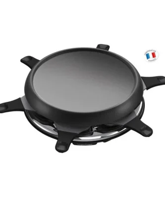 Re151812 Appareil A Raclette Multifonctions Plancha Et Crepes 6 Personnes Noir Moulinex